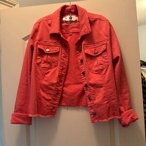 KUT Denim Kara Jacket Fray Coral Size Medium